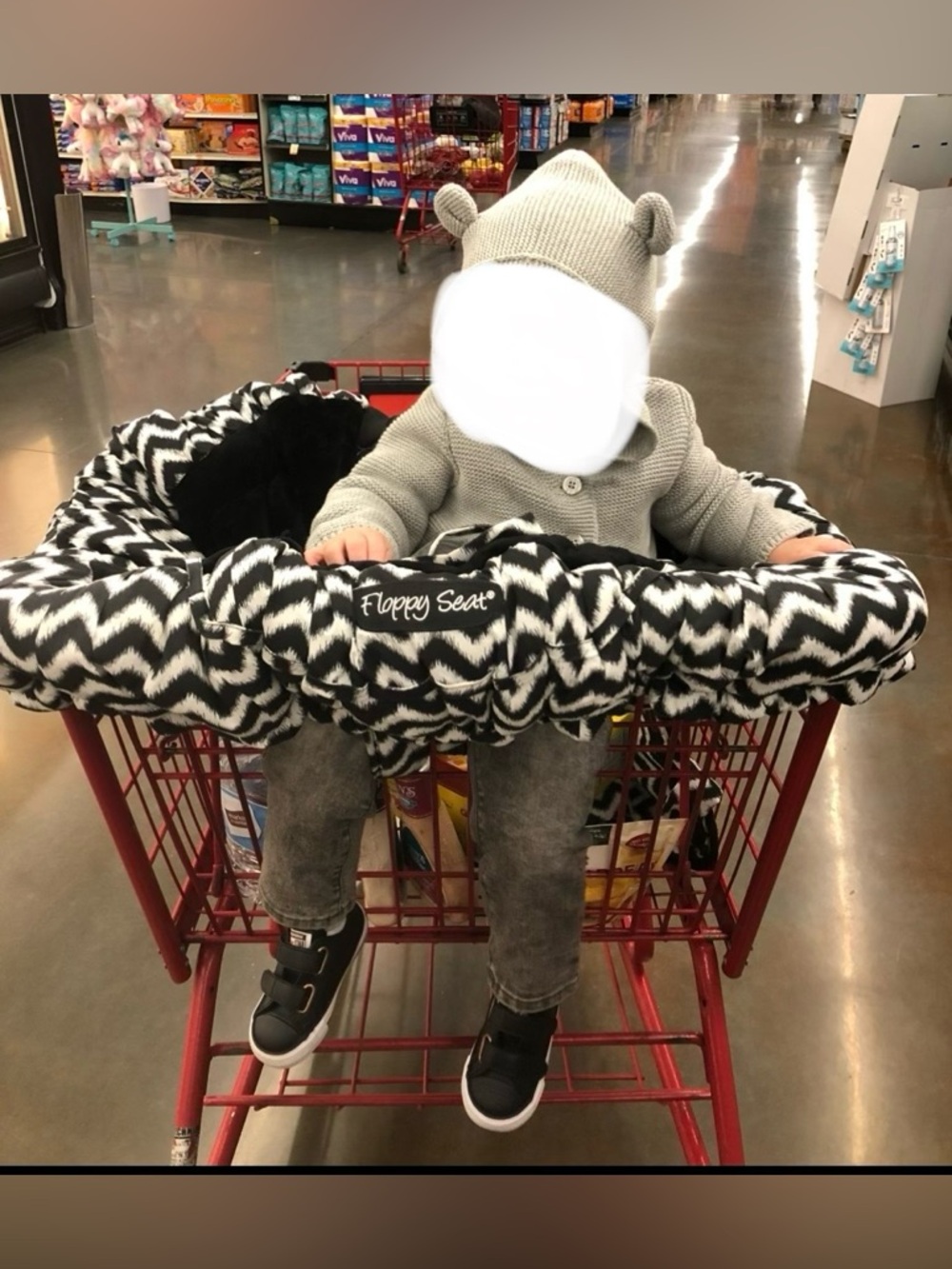 Floppy Seat Black & White Chevron Shopping Cart Cover